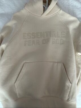 Fear of God ESSENTIALS Crewneck Pullover Hoodie in Cream